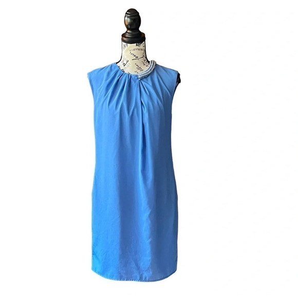 3.1 Philip Lim Target womens Blue Shift mini Dress Jeweled Neck Line Size XS - Picture 2 of 11